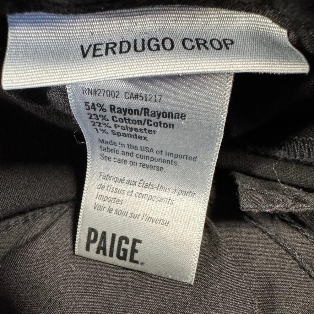 Paige Verdugo Crop Jeans Womens 30 Black Distressed‎ Skinny Ripped Raw Hem USA